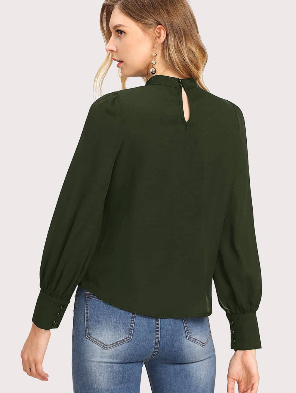 Women's Pleated Stand Collar Chiffon Shirt Women's Tops & T-shirt Unbranded
