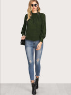 Women's Pleated Stand Collar Chiffon Shirt Women's Tops & T-shirt Unbranded