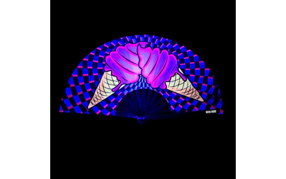 Neva Nude Ice Scream You Scream Blacklight Folding Fan Secondary image