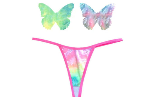 Neva Nude Rainbow Sherbet Tie Die Butterfly Pastie & Panty Set Neva Nude