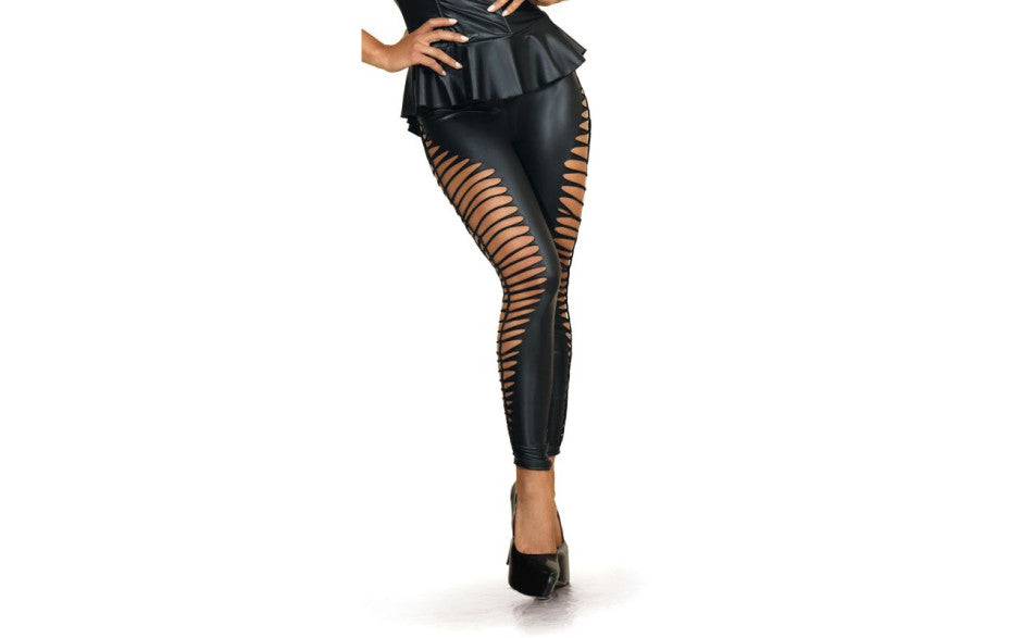 Axami Lingerie Stretch Wetlook Cut Out Leggings Black XL Axami Lingerie