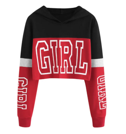 Women's Patchwork Crop Hoodie Women's Hoodie Unbranded