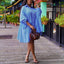 Women's Loose Striped Shirt Dress Women's Dresses Unbranded Blue S