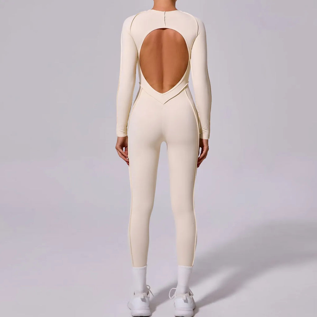 Women's Winter One-piece Sports Yoga Jumpsuit Backless Tight Jumpsuit