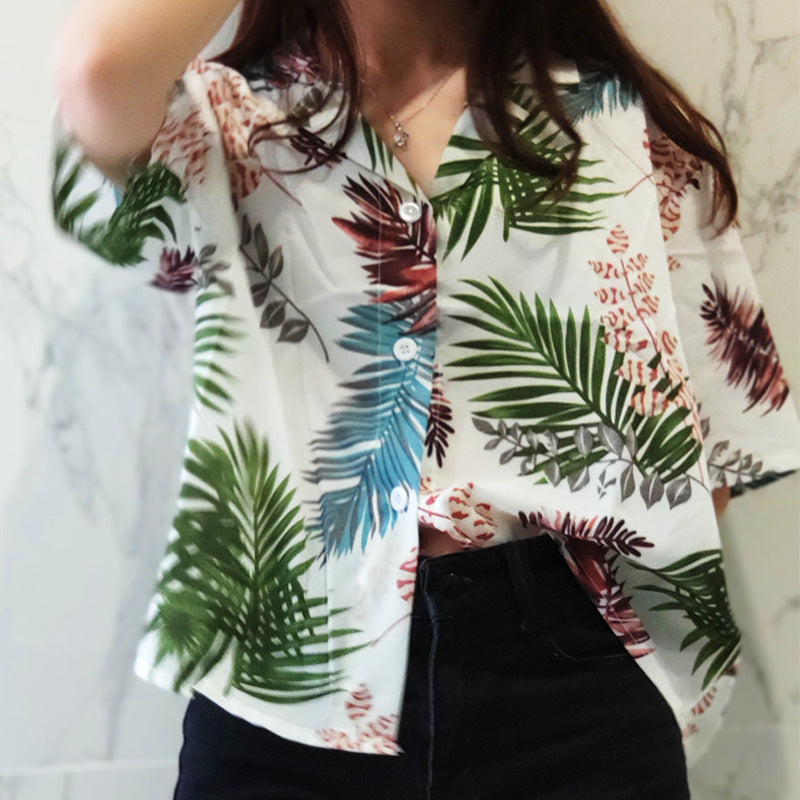 Women's Floral Short Sleeve Shirt