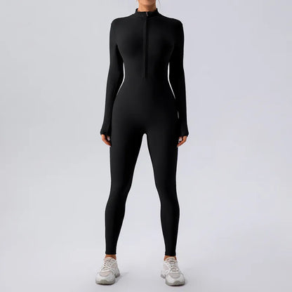 Women's High Elastic Zipper Yoga Jumpsuit