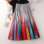 Women's Rainbow Print Pleated Skirt