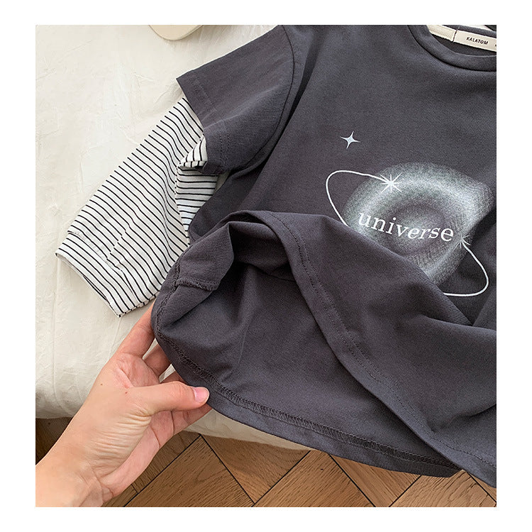Boys' Cotton Long Sleeve Round Neck T-Shirt (Ages 3-13)