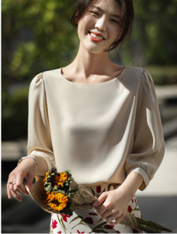 Women's  Silky Satin Half Sleeve T Shirt
