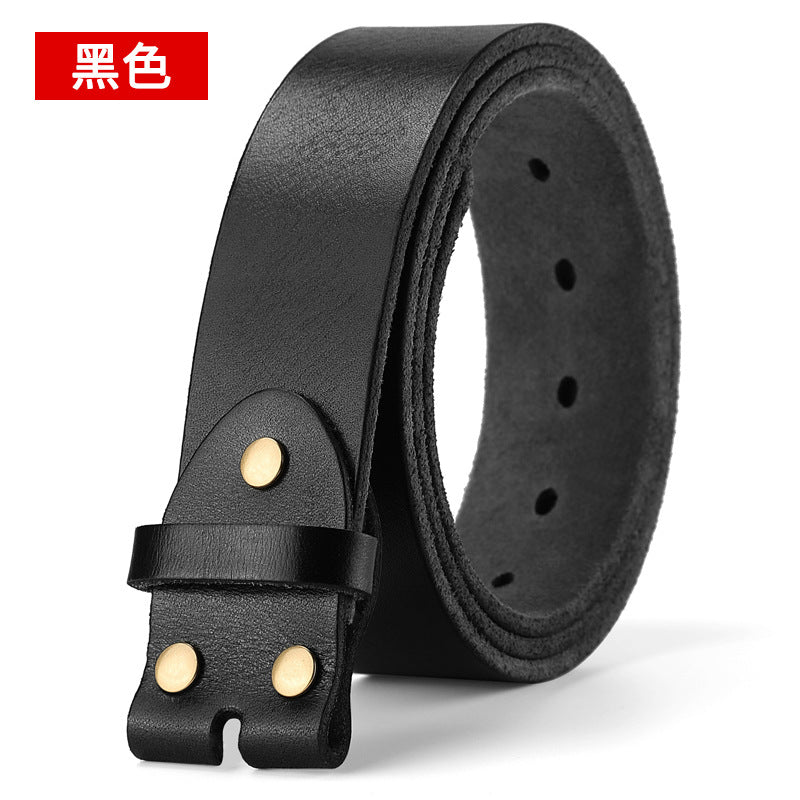 Men's Genuine Leather Belt with 3.8cm Width ILLUSION CO Black / 115cm
