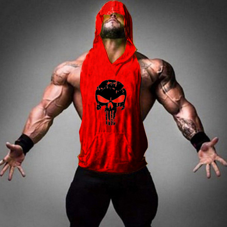 Hooded Skull Bodybuilding Tank Top Men's Tank Top Unbranded