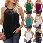 Women's Loose Fit Lace Halter Tank Tops