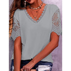 Women's V Neck Loose Short Sleeve Tops Women's Tops & T-shirt Unbranded Grey XL