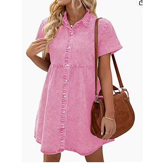 Women's Ruffled Denim Dress