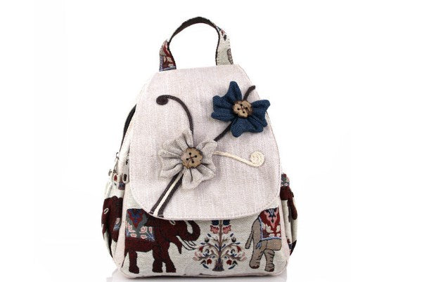 Original Ethnic Style Canvas Backpack for Women