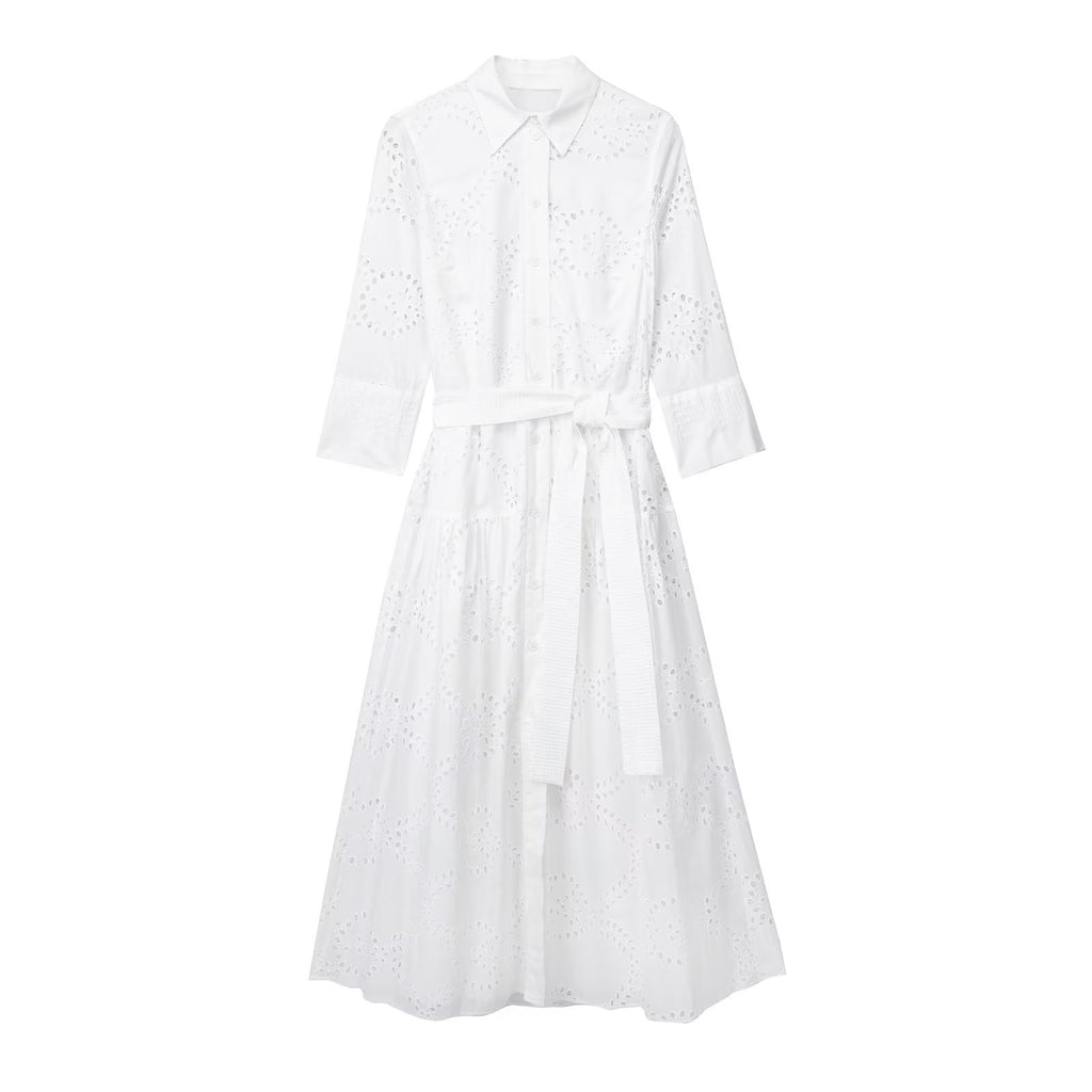 Women's Embroidered White Shirt Skirt
