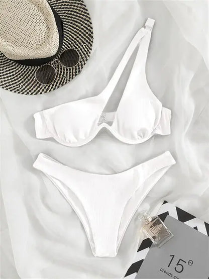 Women's Solid Ribbed Bikini Set
