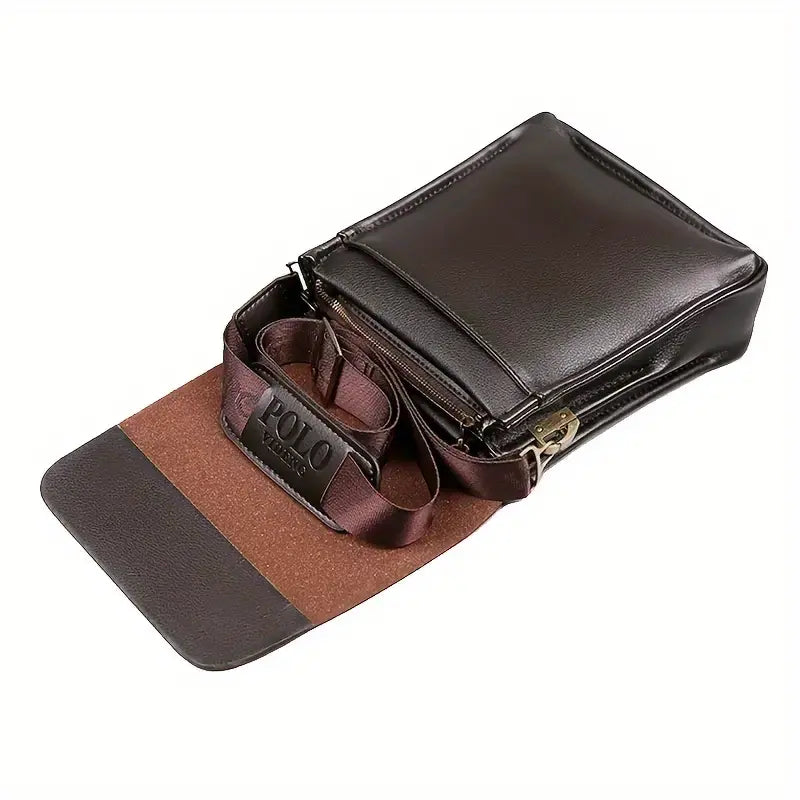 Men's Casual Vertical Leather Crossbody Shoulder Bag