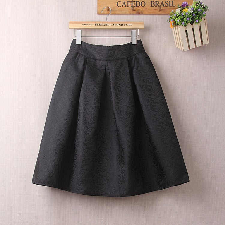 Women's Vintage Jacquard Pleated Skirt