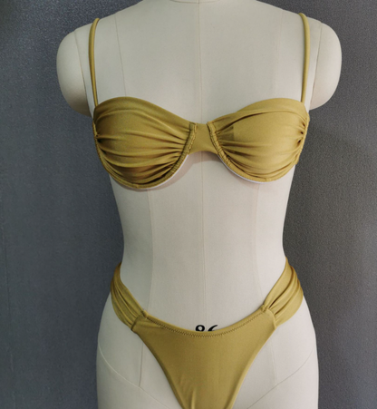 Women's Solid Color Push Up Bikini Set