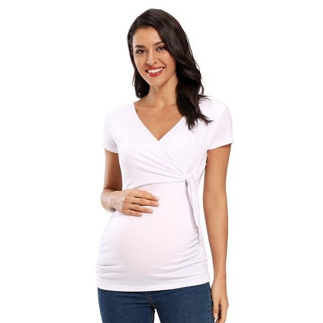 Women's Long Sleeve V Neck Maternity Blouse