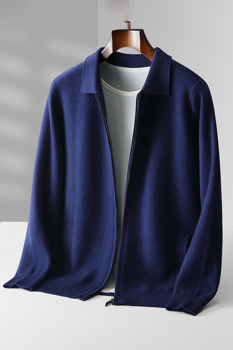 Men's Wool Knit Cardigan ILLUSION CO Dark Blue S