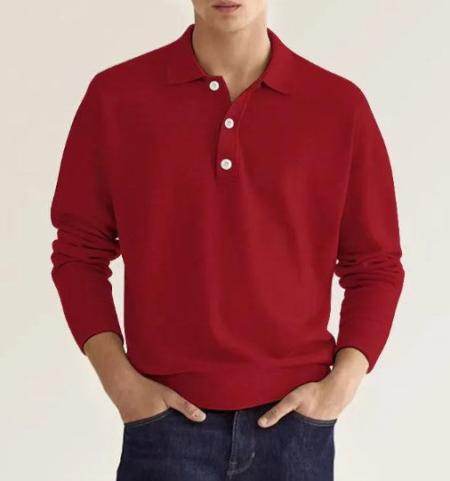 Men's Long Sleeve Button Polo Shirt
