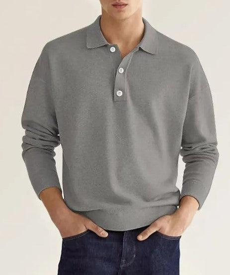 Men's Long Sleeve Button Polo Shirt