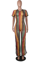 Women's Printed Jumpsuit, Split Jumpsuit, Mesh Jumpsuit