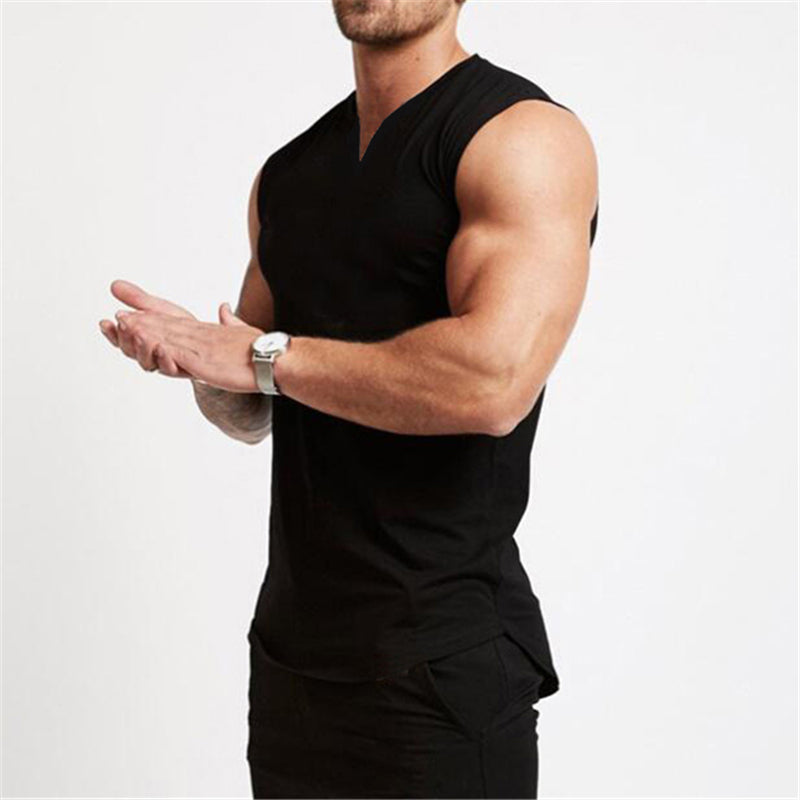 Men's Smooth Solid Summer V Neck Sports Tank Top