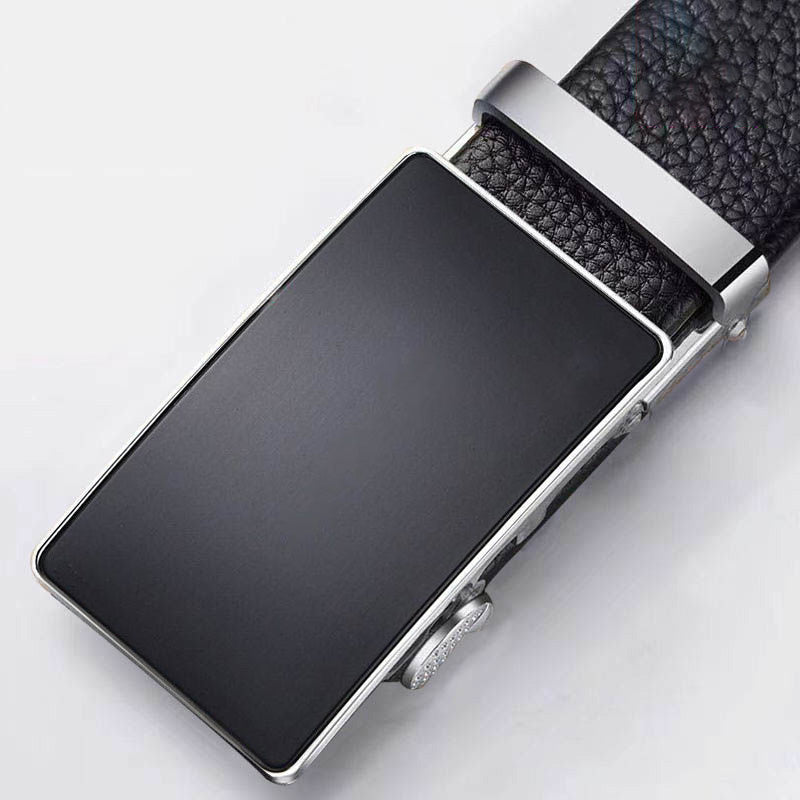 Men's Cowhide Leather Belt with Automatic Buckle