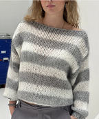 Women's Loose Striped Pullover Sweater ILLUSION CO Gray M