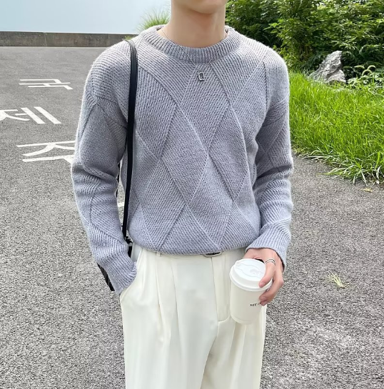 Men's Round Neck Long Sleeve Knit Tops