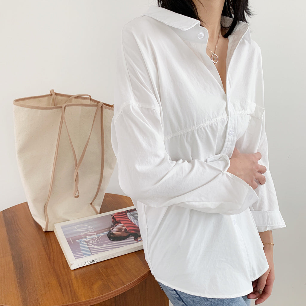 Women's Loose Plain Shirt Jacket