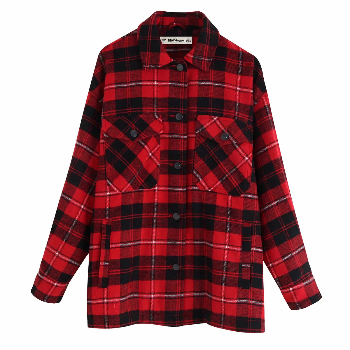 Women's Checkered Shirt & Blended Coat Women's Shirt Unbranded Red XS