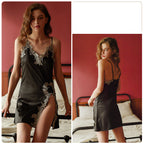 Women's Lace Lingerie Sleepwear Set With Sheer Cami Dress Women's Lingerie Unbranded Black M