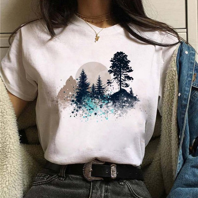 Women's Aesthetic Universe Planets Graphic T Shirt