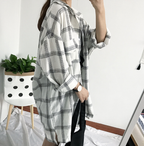 Women's Irregular Plaid Long Sleeve Shirt