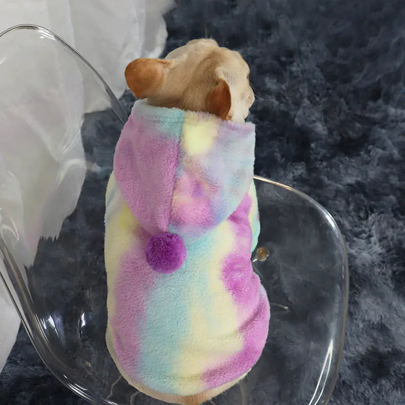 French Winter Outfit with Hoodie For Dogs, Tie Dye Hoodie