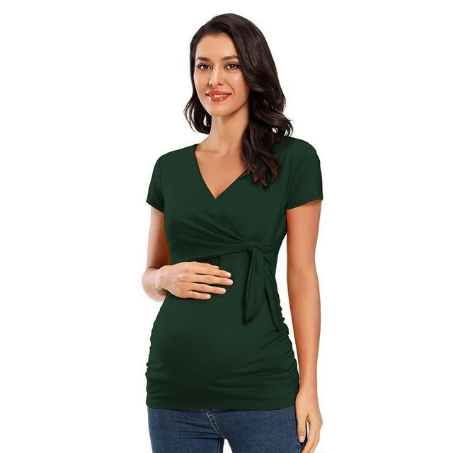 Women's Long Sleeve V Neck Maternity Blouse