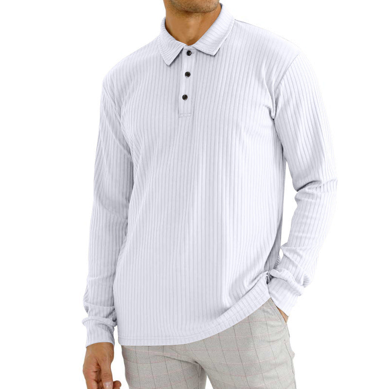 Men's Casual Polo Shirt with Vertical Stripes