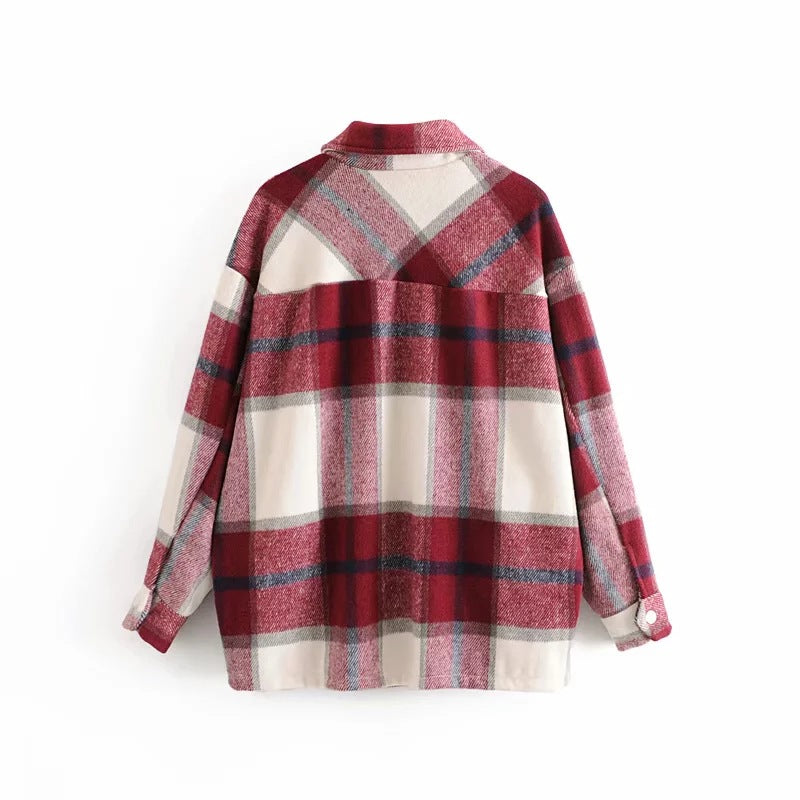 Women's Checkered Shirt & Blended Coat