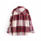 Women's Checkered Shirt & Blended Coat