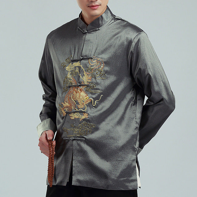 Men's Chinese Style Embroidered Dragon Jacket