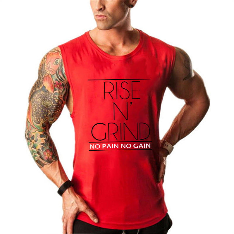 Men's Summer Cotton Sleeveless Gym Tank Top Men's Activewear Tops Unbranded Red M