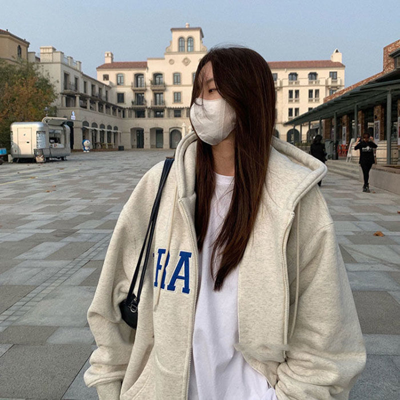 Women's Casual Hooded Zipper Sweatshirt Tops