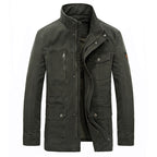 Men's Casual Mid-Length Cotton Jacket for Spring/Fall