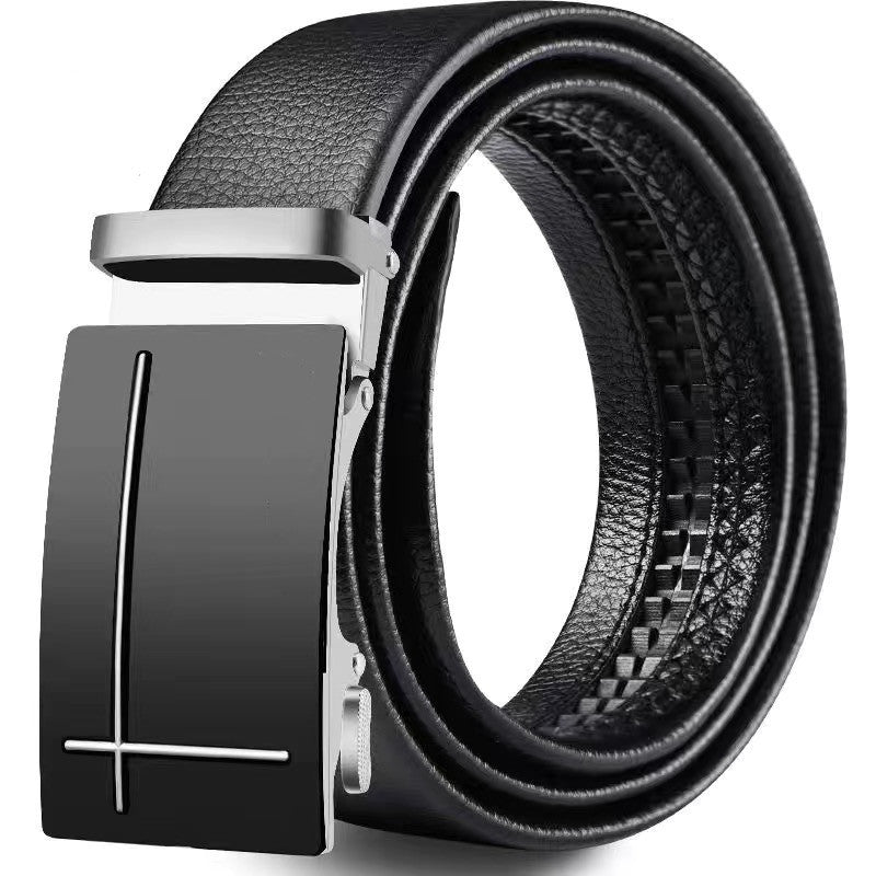 Men's High-Quality Leather Automatic Buckle Belt Men's Belt Unbranded Main image
