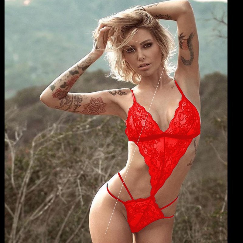 Women's Lace Bodysuit Lingerie Women's Lingerie Unbranded Red S