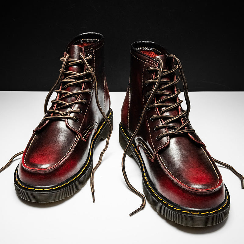 Men's High-Top Cowhide Martin Trendy Tooling Boots ILLUSION CO